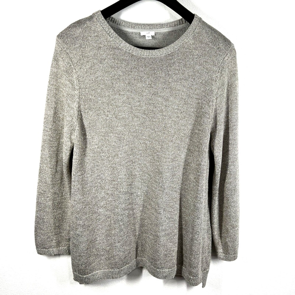 J. Jill Sweater Shimmer Metallic Knit Womens‎ XL Crew Neck Long Sleeve Lagenlook